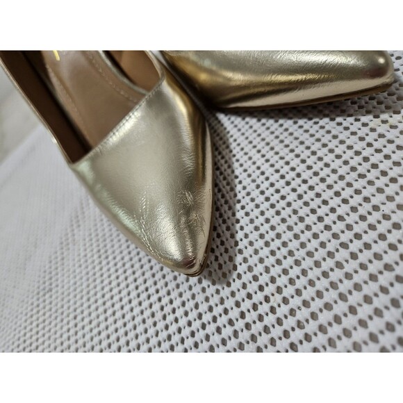 Anne Michelle Women's Heels Size 8 Gold Pointed Toe Chunky Block High Heel - Picture 7 of 11